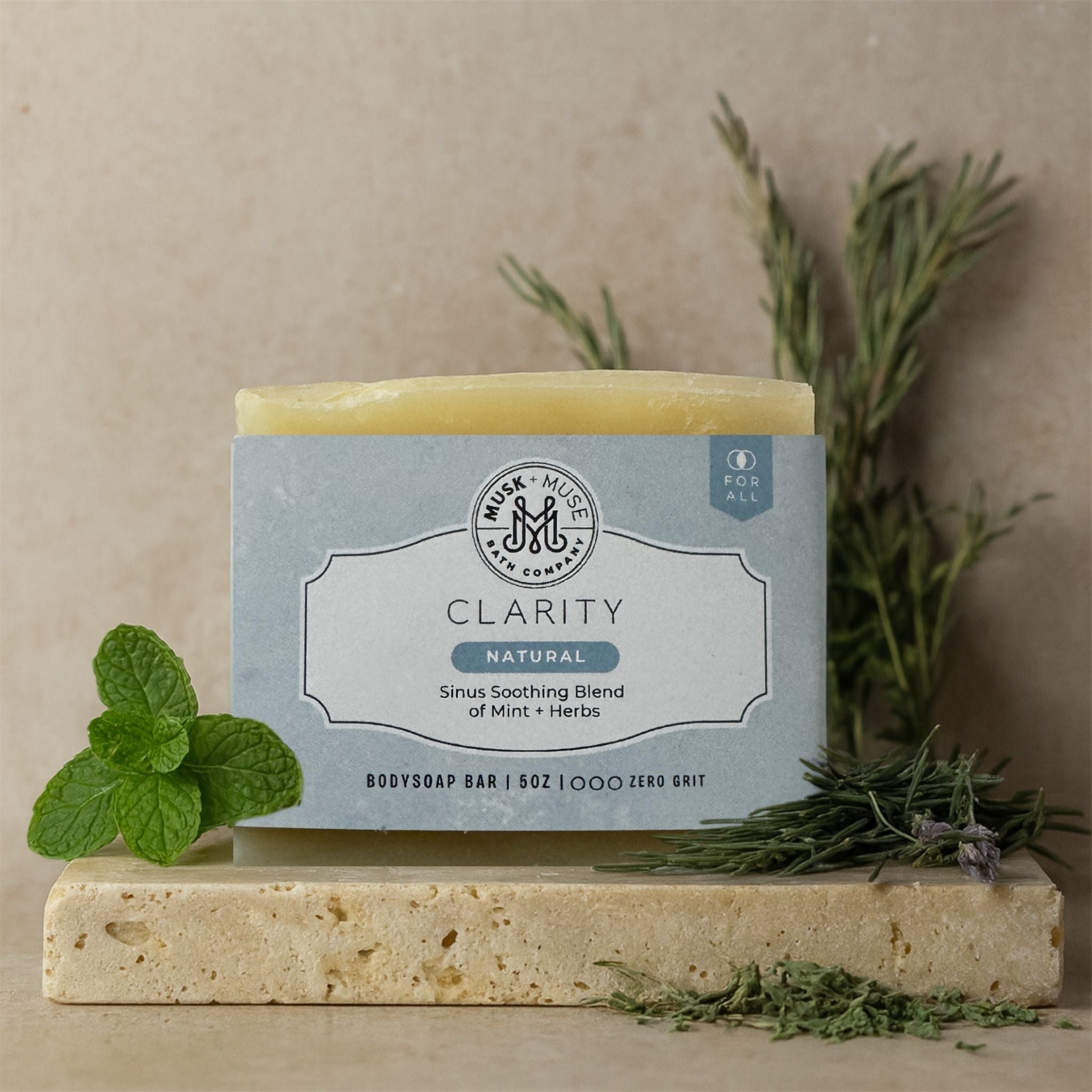 Clarity | 4.25-5oz Soap Bar | Natural – Eucalyptus, Peppermint & Rosemary Soap (ALL NATURAL)