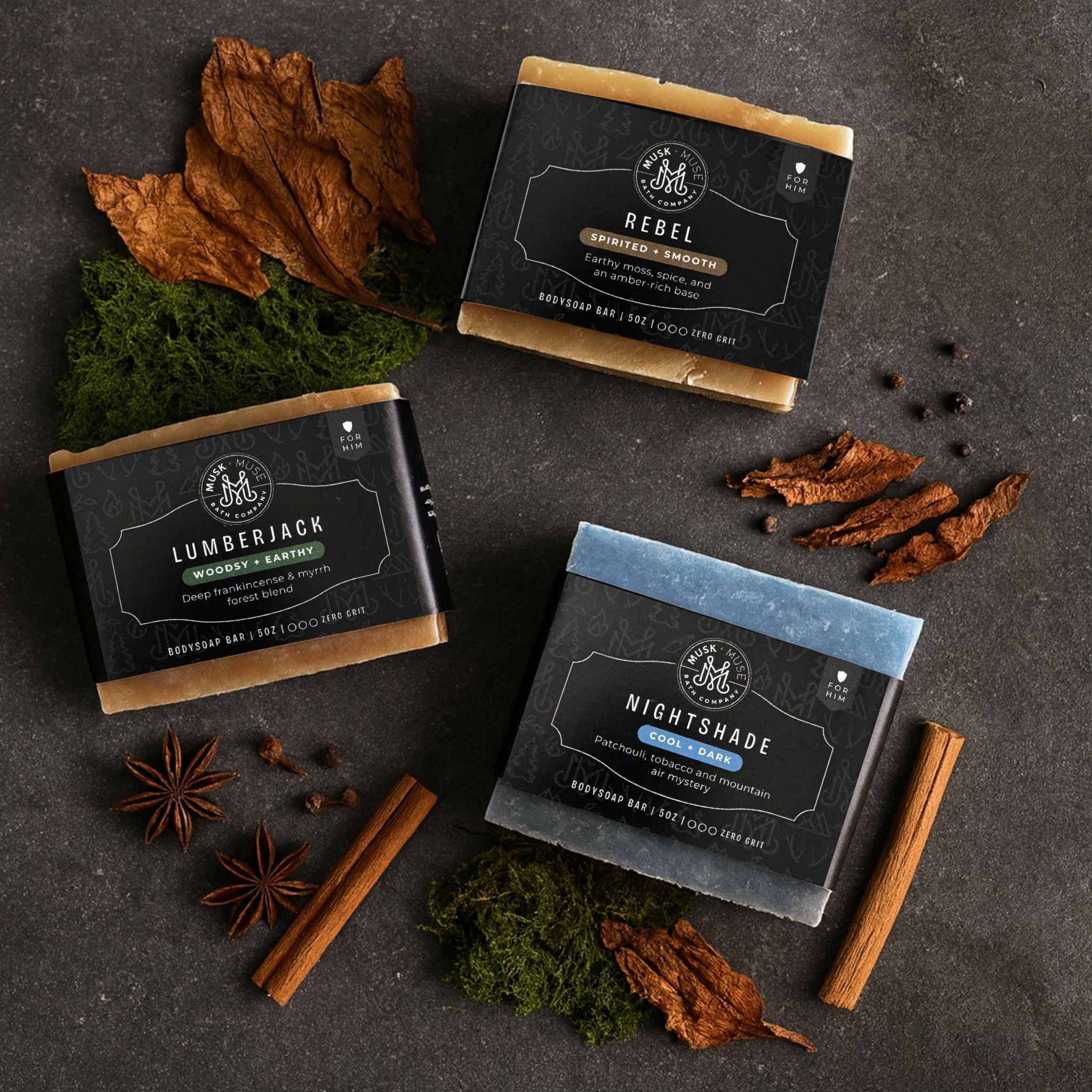 Rugged Spirit Soap Trio | Masculine Cologne-Inspired Artisan Bars