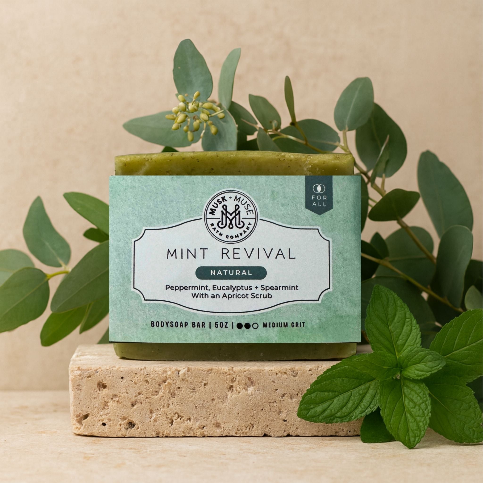 Mint Revival | 4.25-5oz Soap Bar | Natural – Peppermint, Spearmint & Eucalyptus Soap (ALL NATURAL)