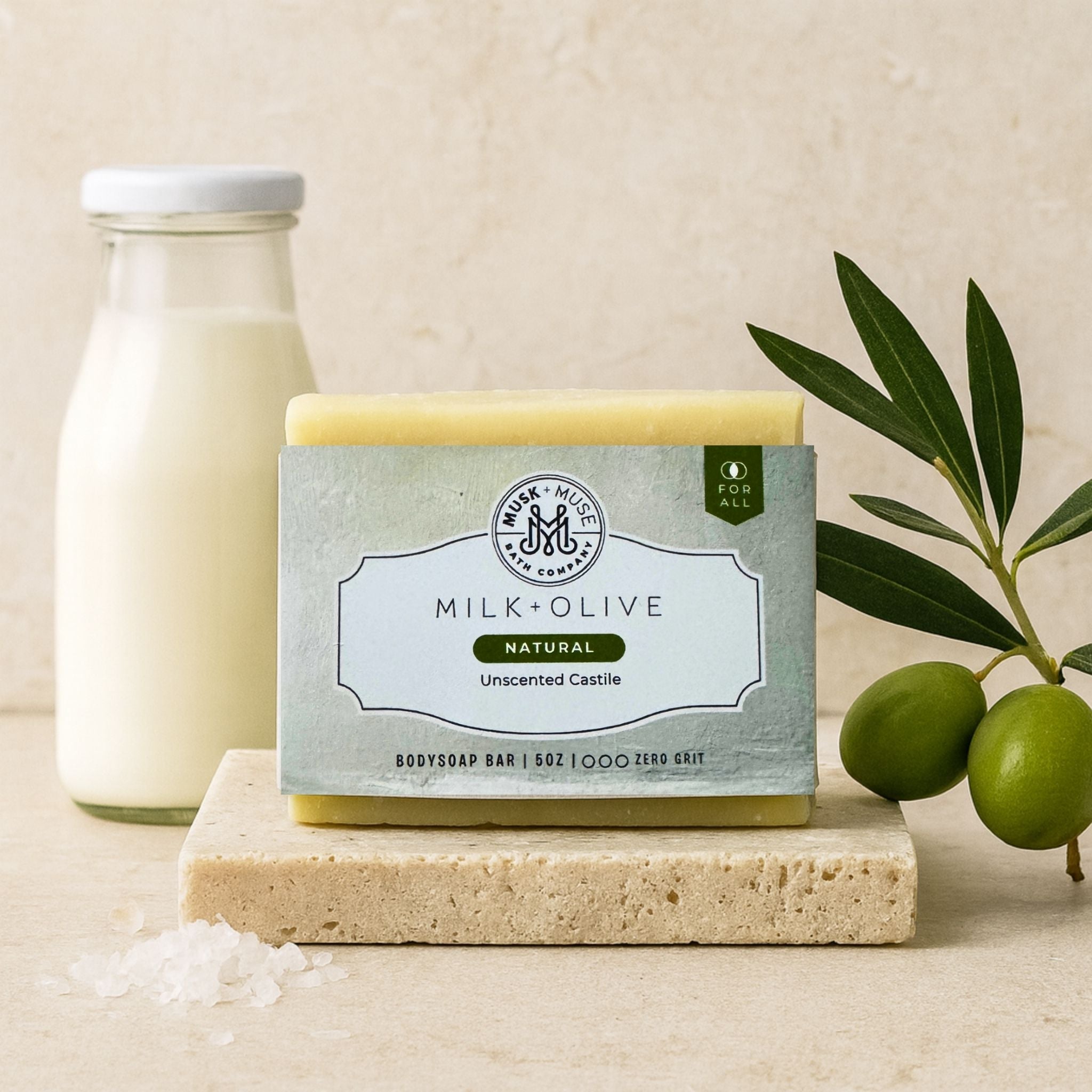 Milk + Olive | 4.25-5oz Soap Bar | Natural – Goat Milk & Olive Oil Castile Soap (ALL NATURAL)
