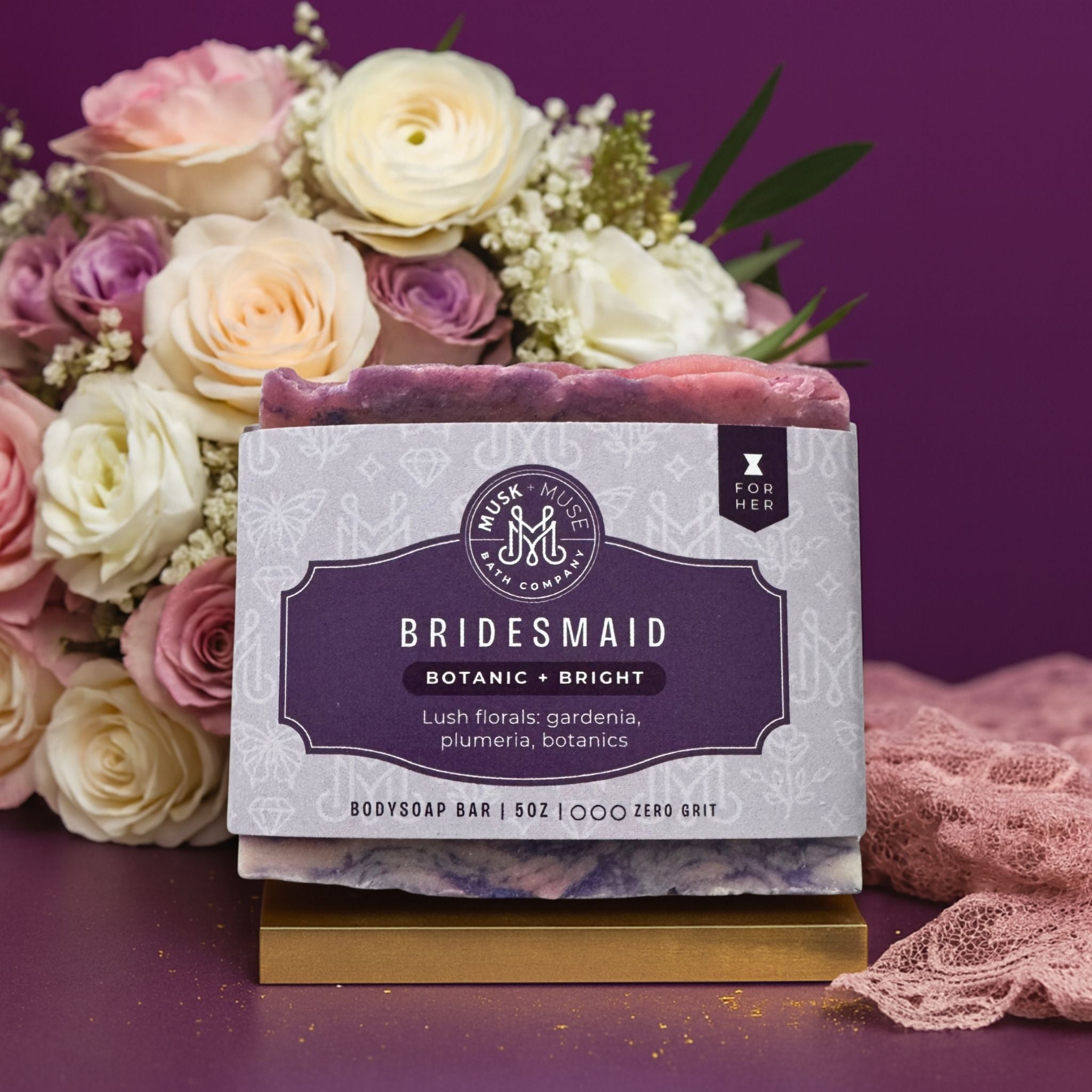 Bridesmaid | 4.25-5oz Soap Bar | Botanic – Gardenia, Plumeria & Jasmine Soap (Feminine, Floral, Wedding Bridesmaid Gift)