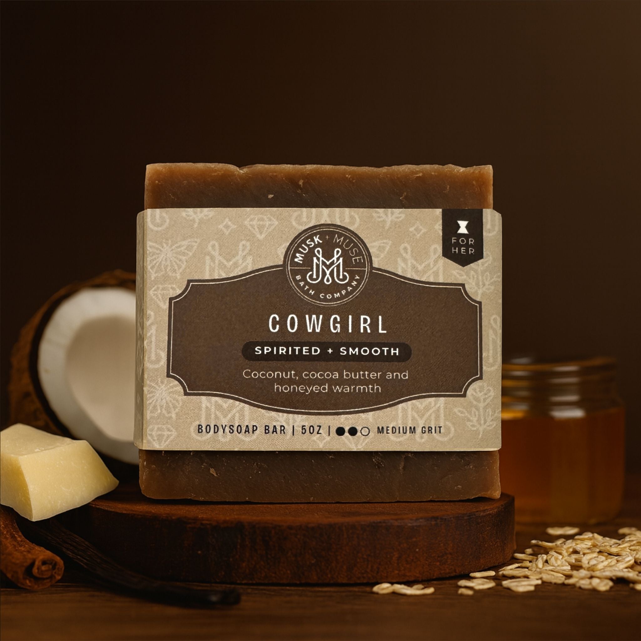 Cowgirl | 4.25-5oz Soap Bar | Spirited + Smooth – Honey, Coconut & Milk Soap