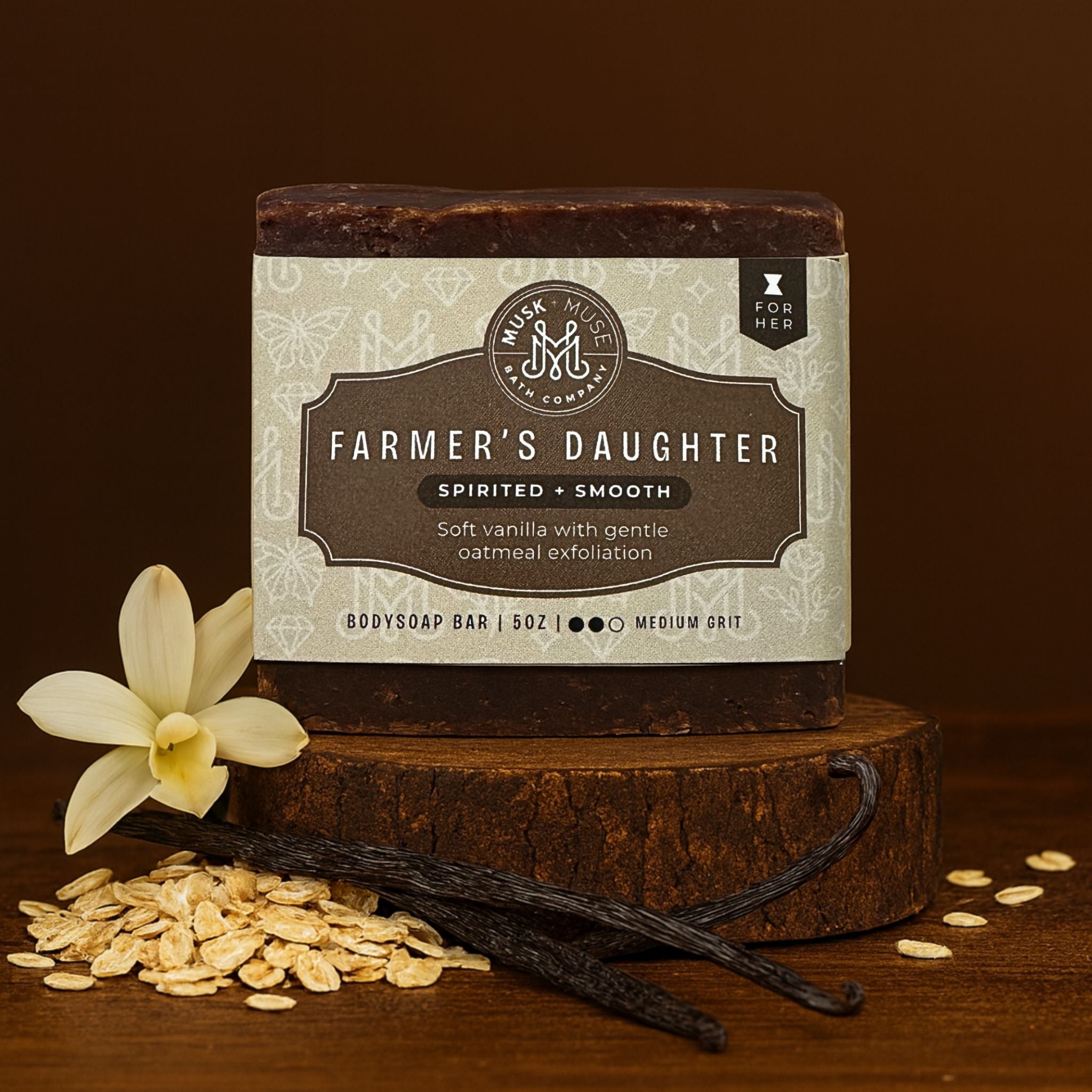 Farmer’s Daughter | 4.25-5oz Soap Bar | Spirited + Smooth – Vanilla & Oatmeal Soap