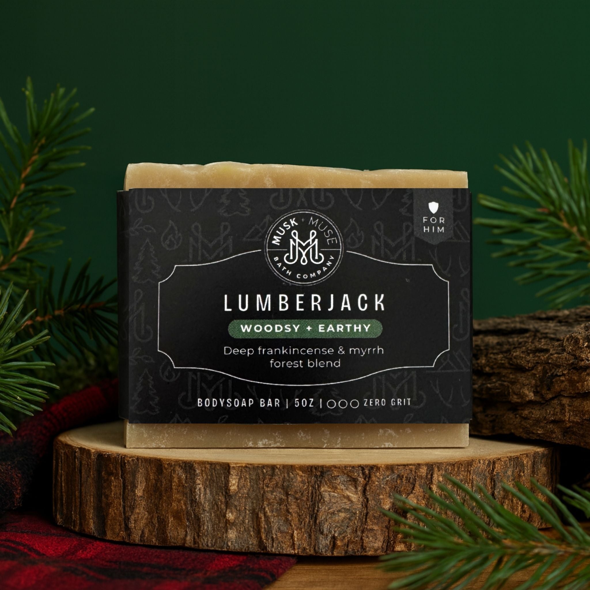 Lumberjack | 4.25-5oz Soap Bar | Woodsy + Earthy – Frankincense, Myrrh & Patchouli Soap (ALL NATURAL)