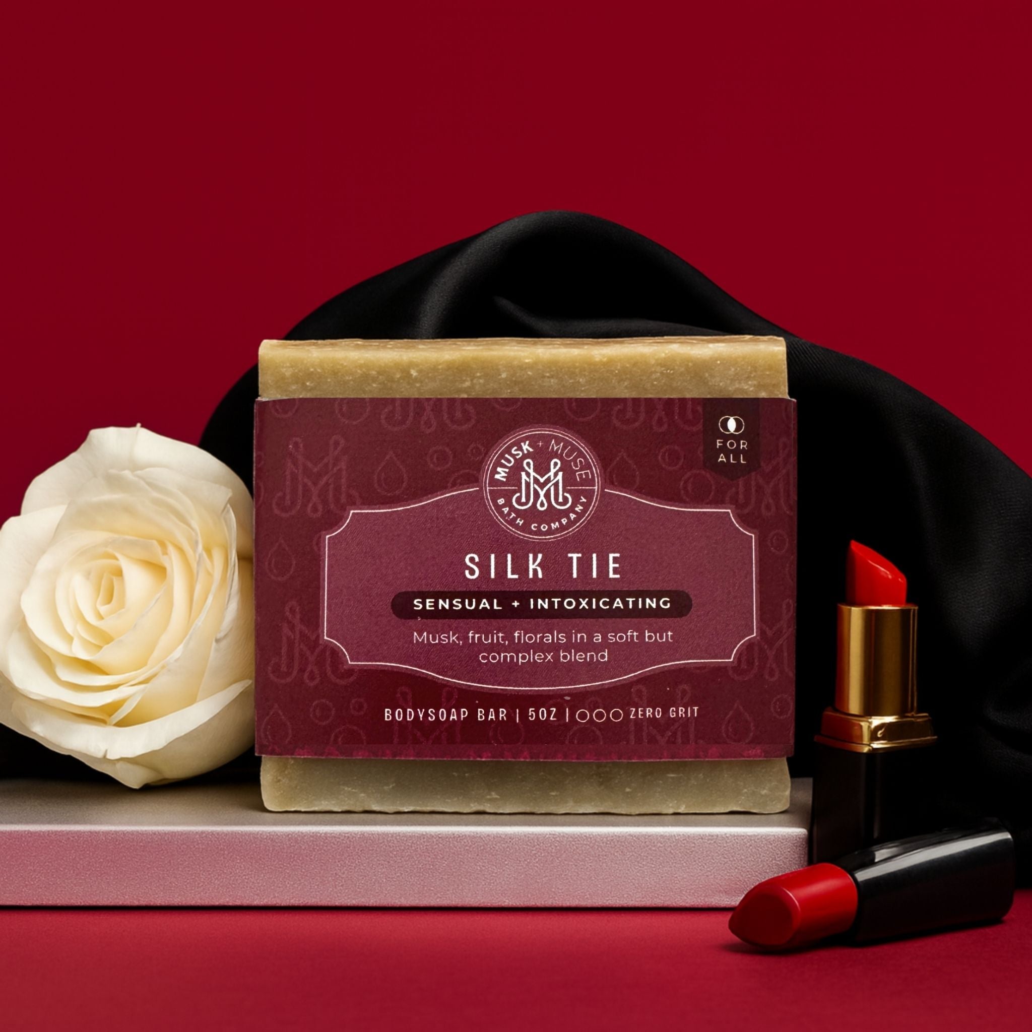 Silk Tie | 4.25-5oz Soap Bar | Sensual + Intoxicating – Citrus, Jasmine, Musk & Sandalwood Soap