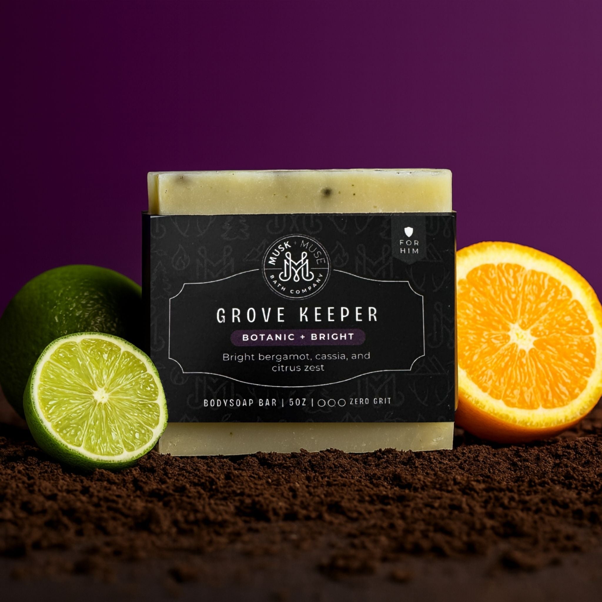 Grove Keeper | 4.25-5oz Soap Bar | Botanic – Bergamot, Lemon & Orange Soap (Masculine, ALL NATURAL Citrus)