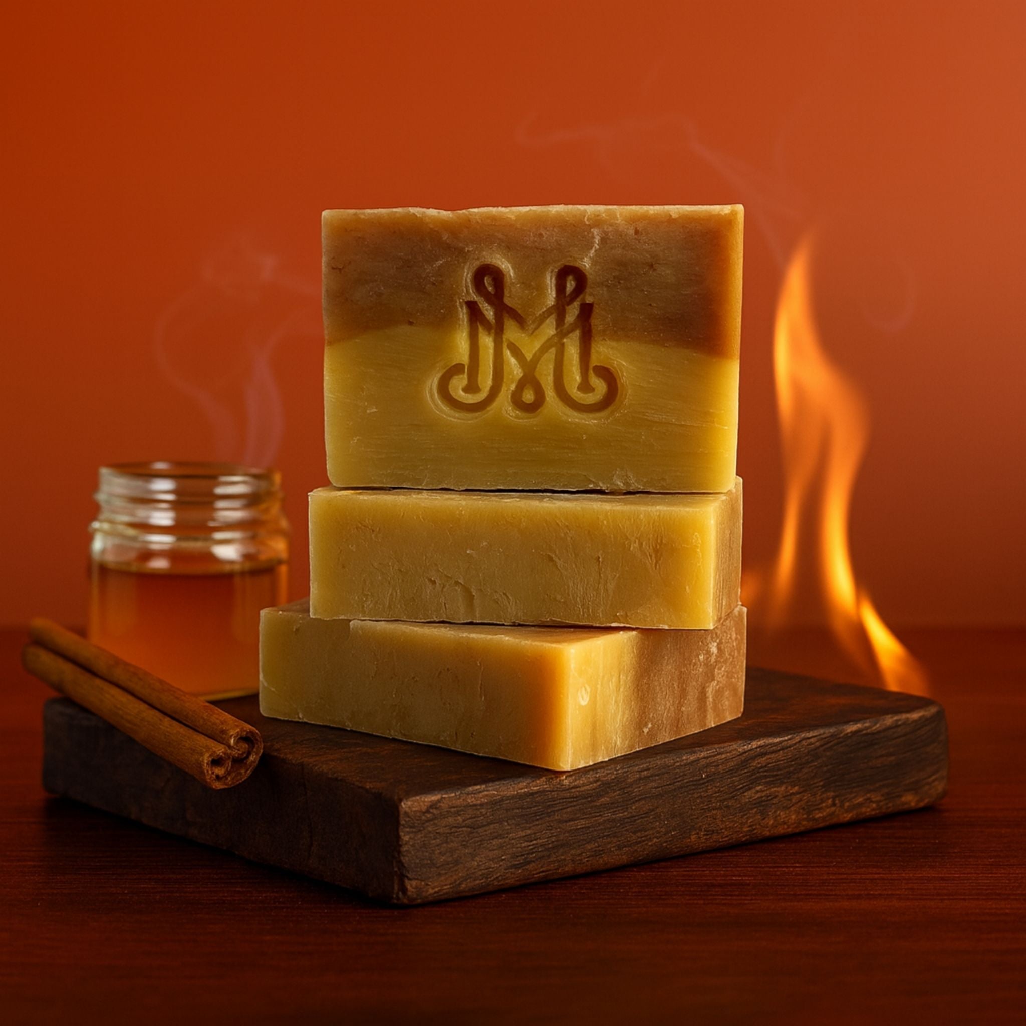 Honeyfire | 4.25-5oz Soap Bar | Spiced + Smokey – Cinnamon, Beeswax & Honey Soap (ALL NATURAL)