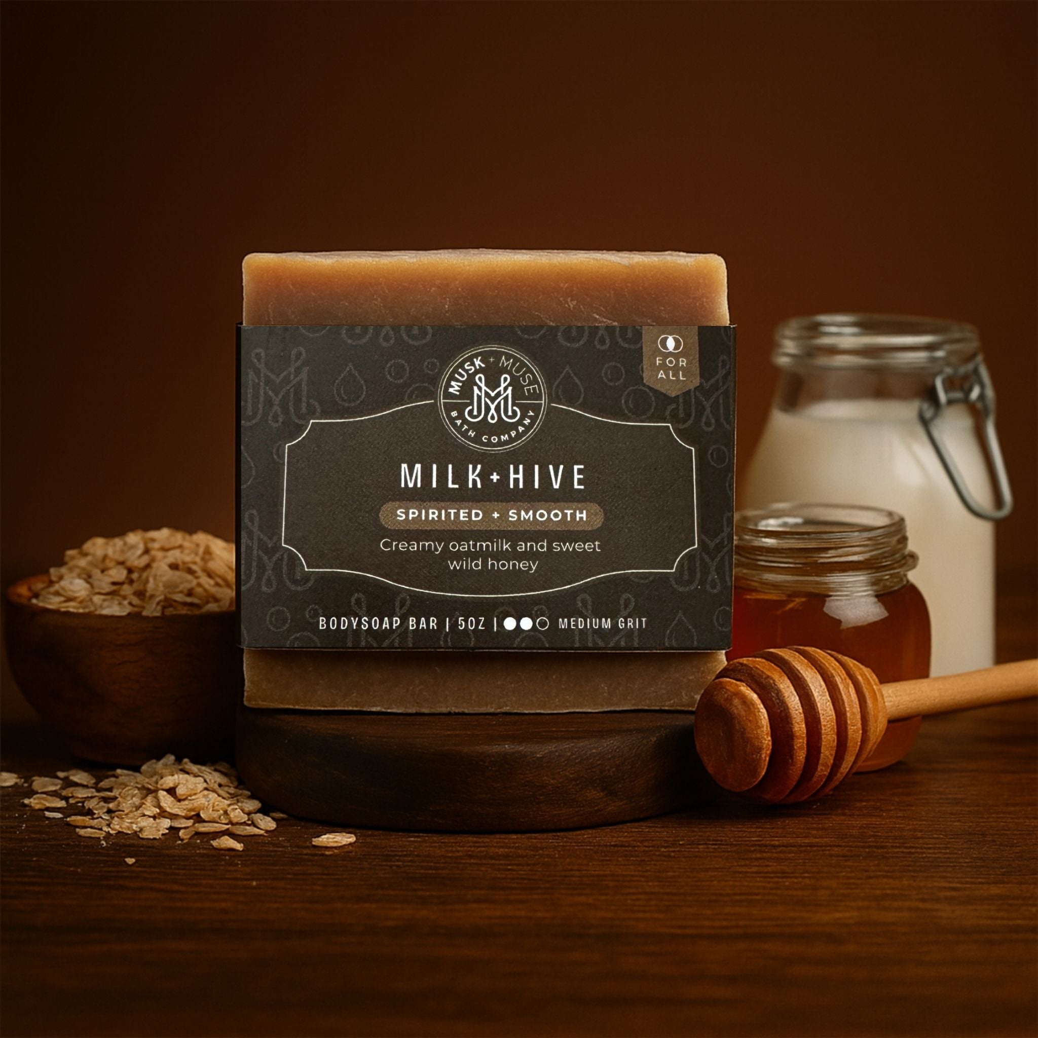 Milk + Hive | 4.25-5oz Soap Bar | Spirited + Smooth – Oatmeal, Milk & Honey Soap