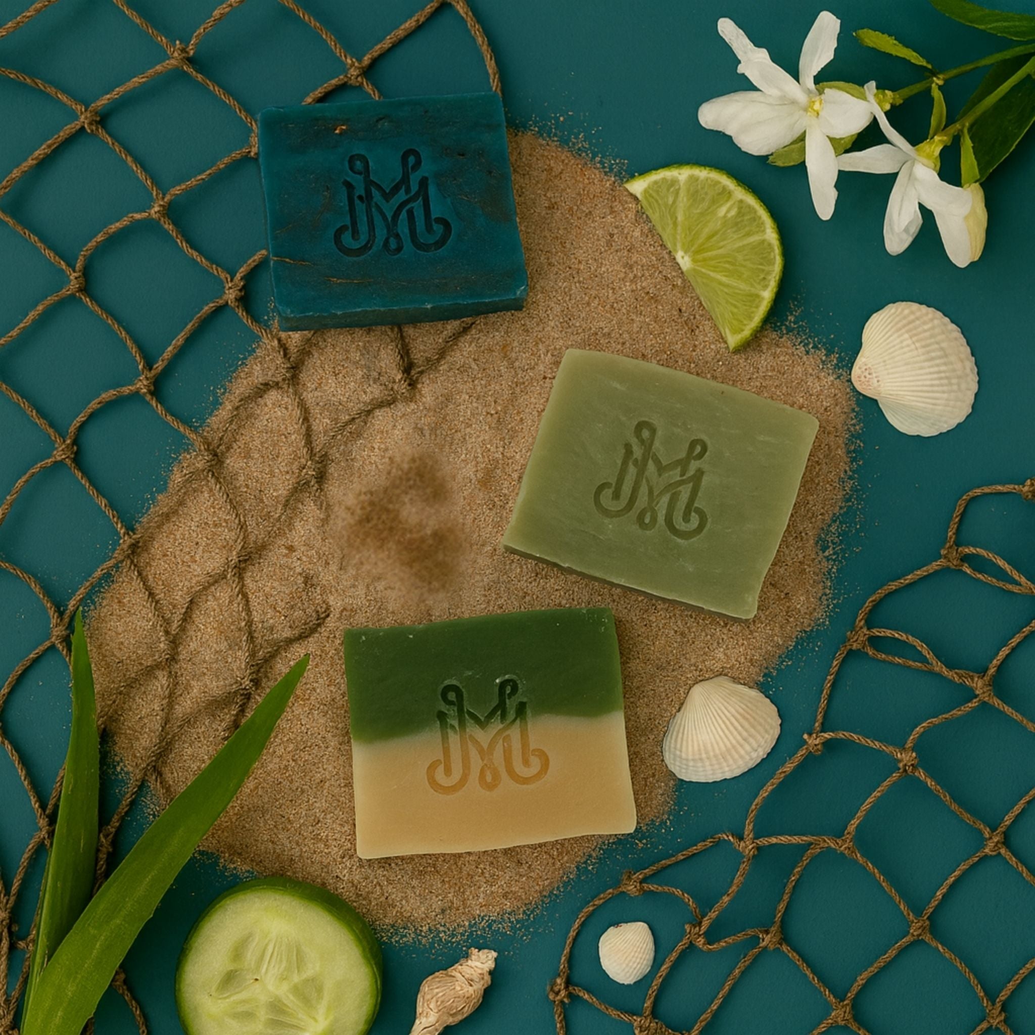 Couple’s Chemistry | Fresh + Aquatic Soap Trio | His + Her Artisan Bars with Bonus Bar