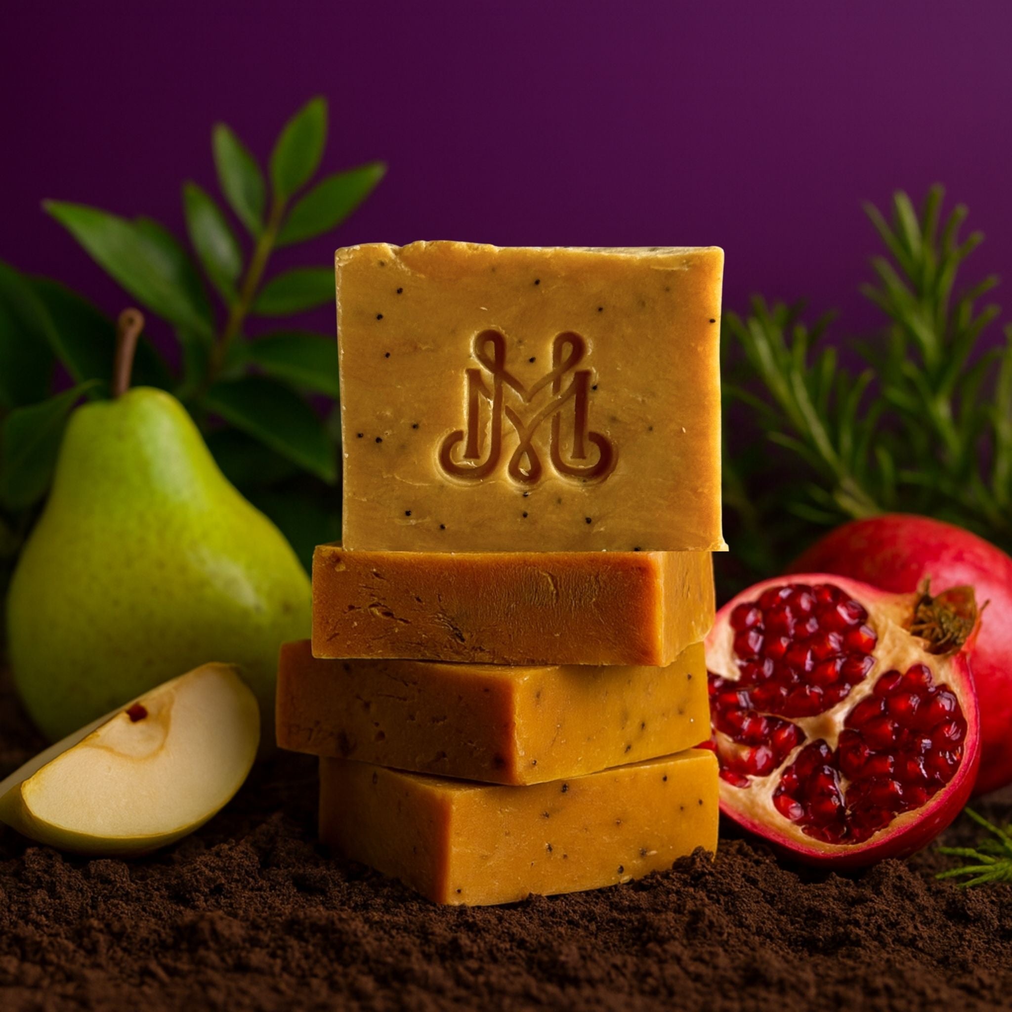 Pom Pom Girl | 4.25-5oz Soap Bar | Botanic – Pomegranate & Pear Soap (Feminine, Fruity, Playful)