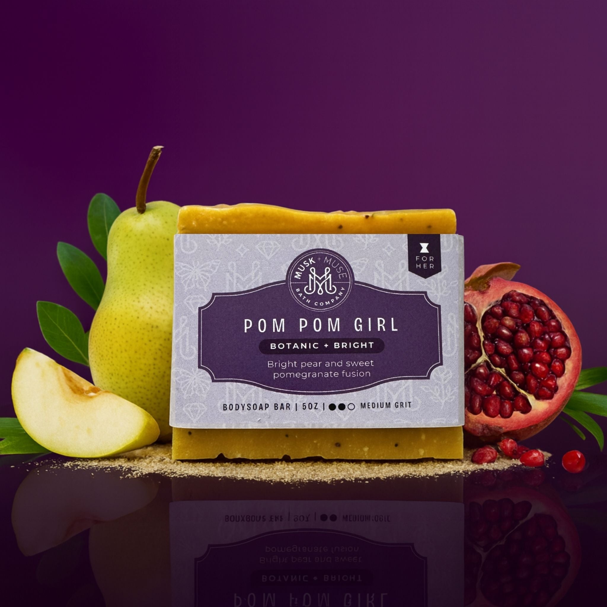 Pom Pom Girl | 4.25-5oz Soap Bar | Botanic – Pomegranate & Pear Soap (Feminine, Fruity, Playful)