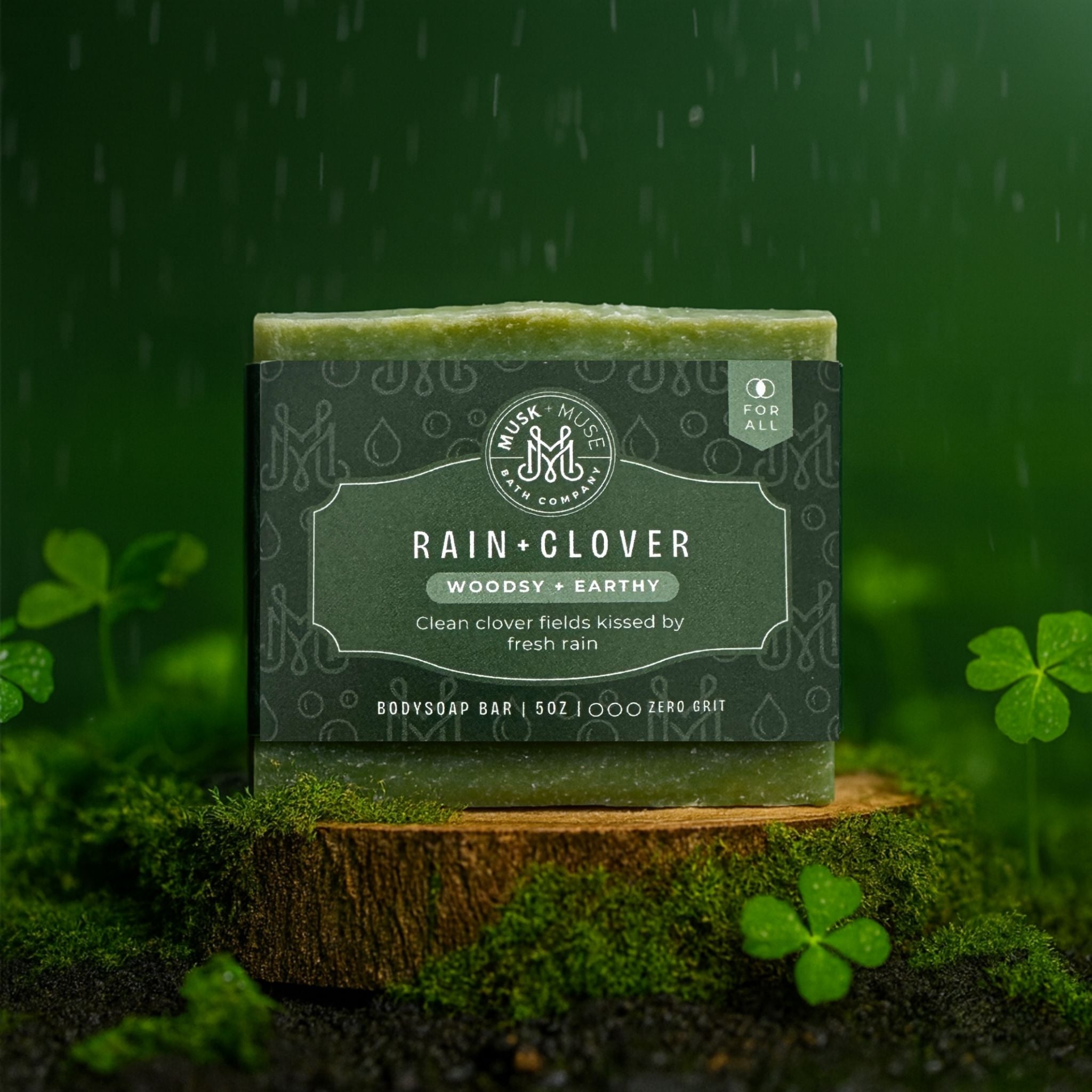 Rain + Clover | 4.25-5oz Soap Bar | Woodsy + Earthy – Fresh Green Clover Soap