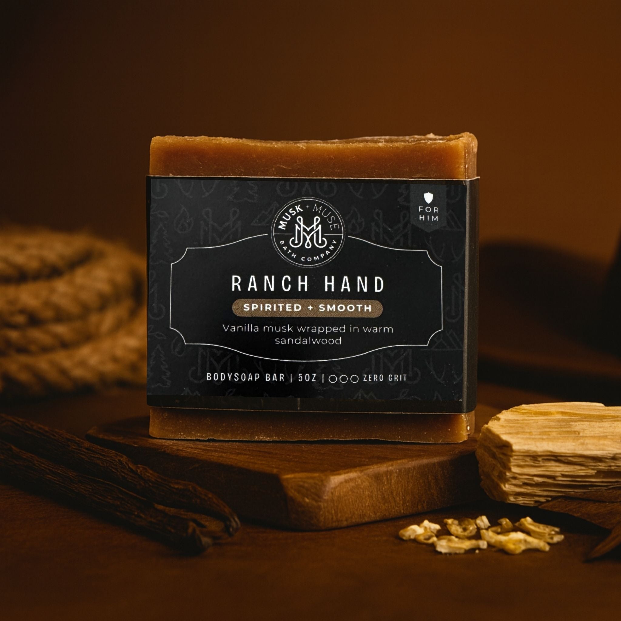 Ranch Hand | 4.25-5oz Soap Bar | Spirited + Smooth – Sandalwood, Vanilla & Musk Soap
