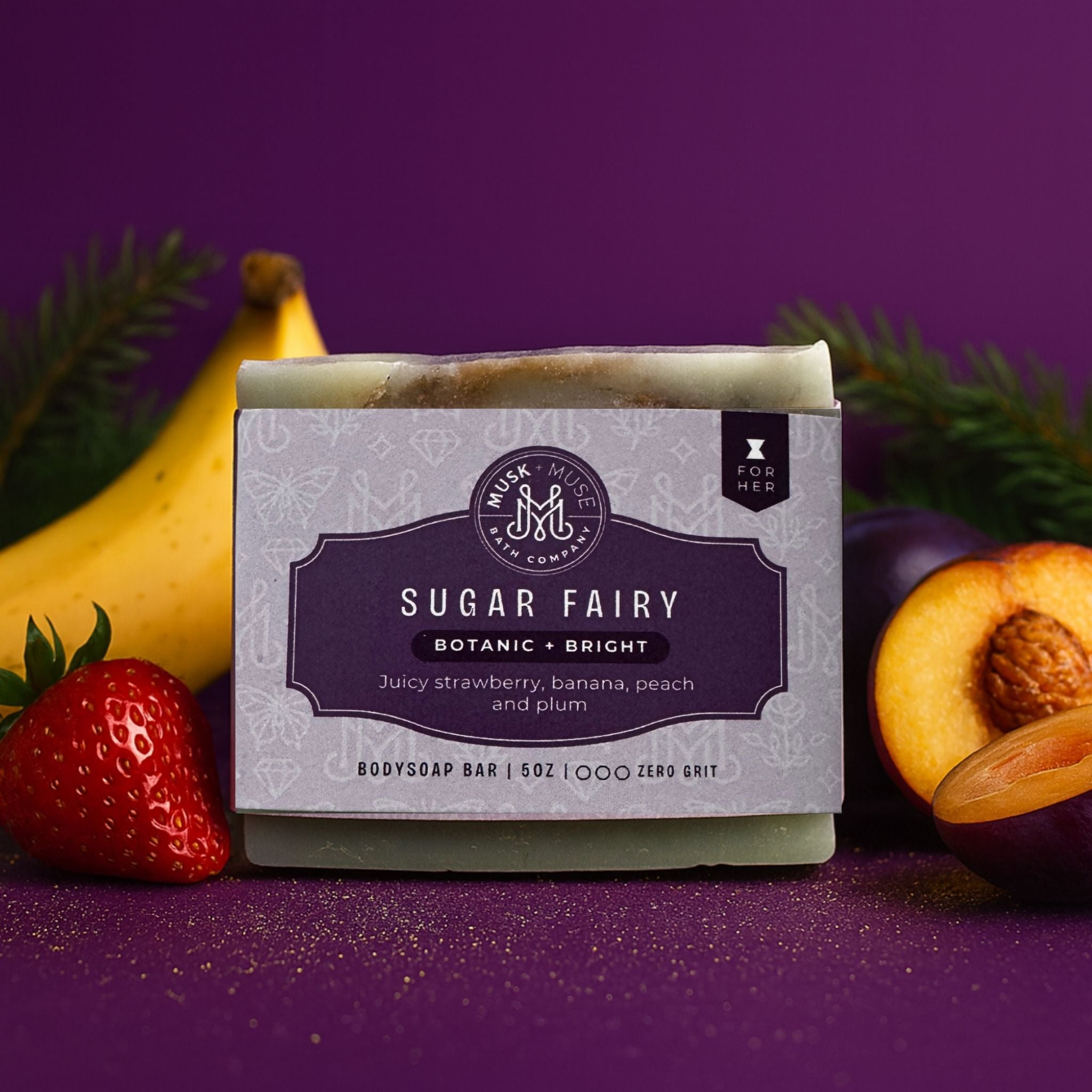 Sugar Fairy | 4.25-5oz Soap Bar | Botanic – Plum, Strawberry & Peach Soap (Feminine, Fruity, Playful)
