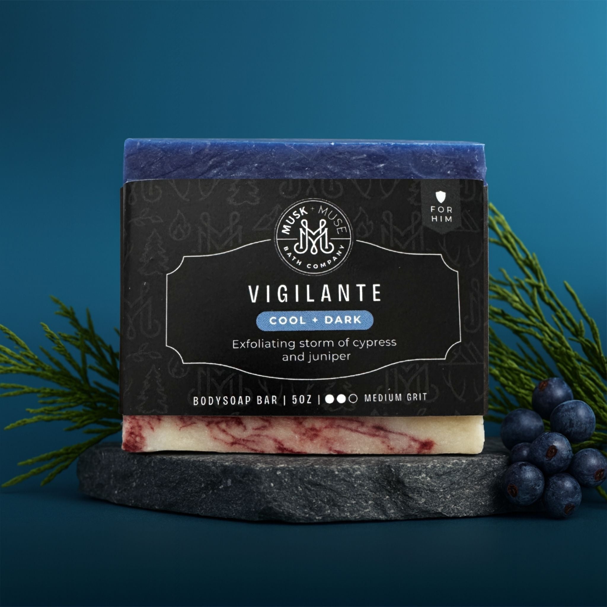Vigilante | 4.25-5oz Soap Bar | Cool + Dark – Clover, Cypress & Juniper Soap