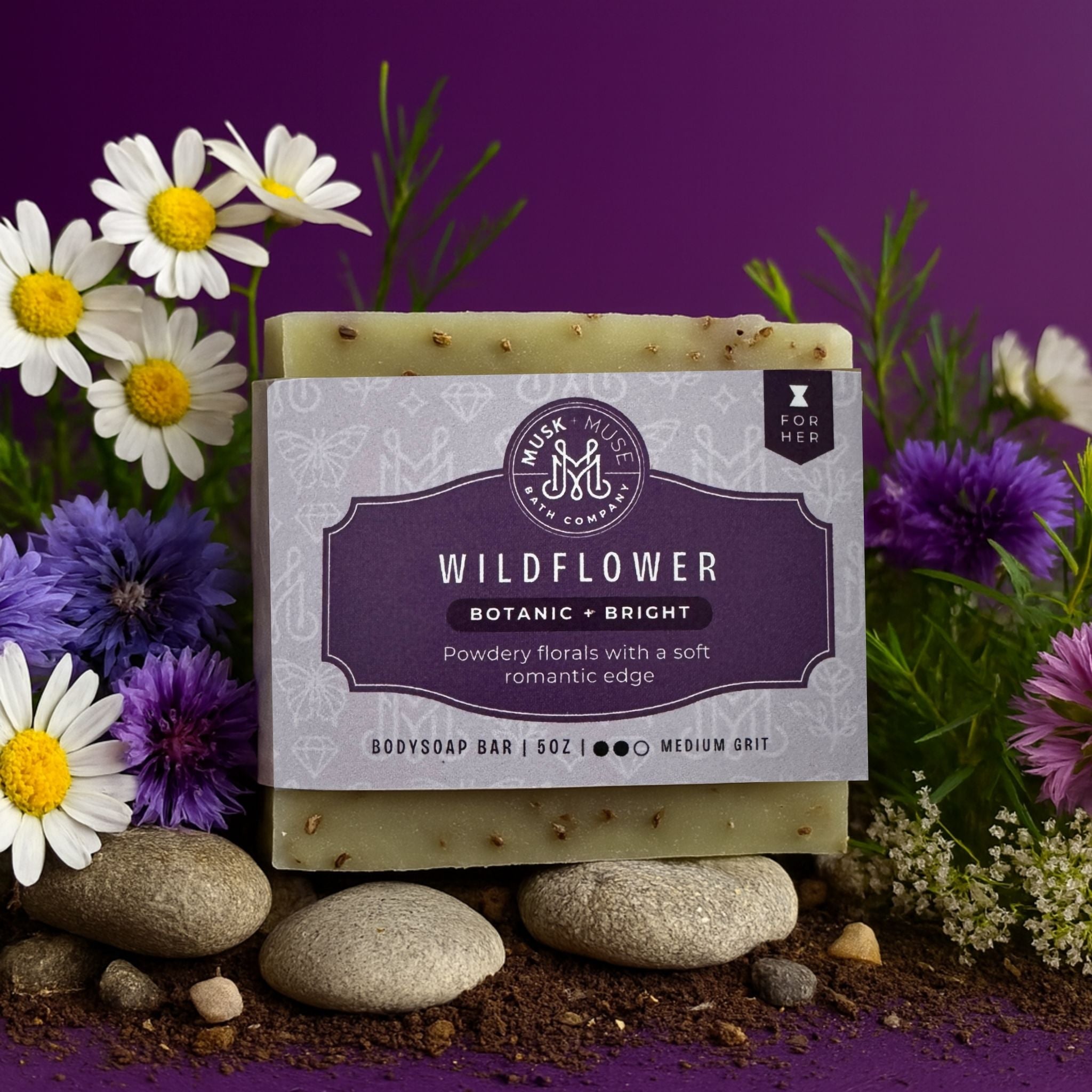 Wild Flower | 4.25-5oz Soap Bar | Botanic – Feminine Floral & Powdery Soap with Oatmeal
