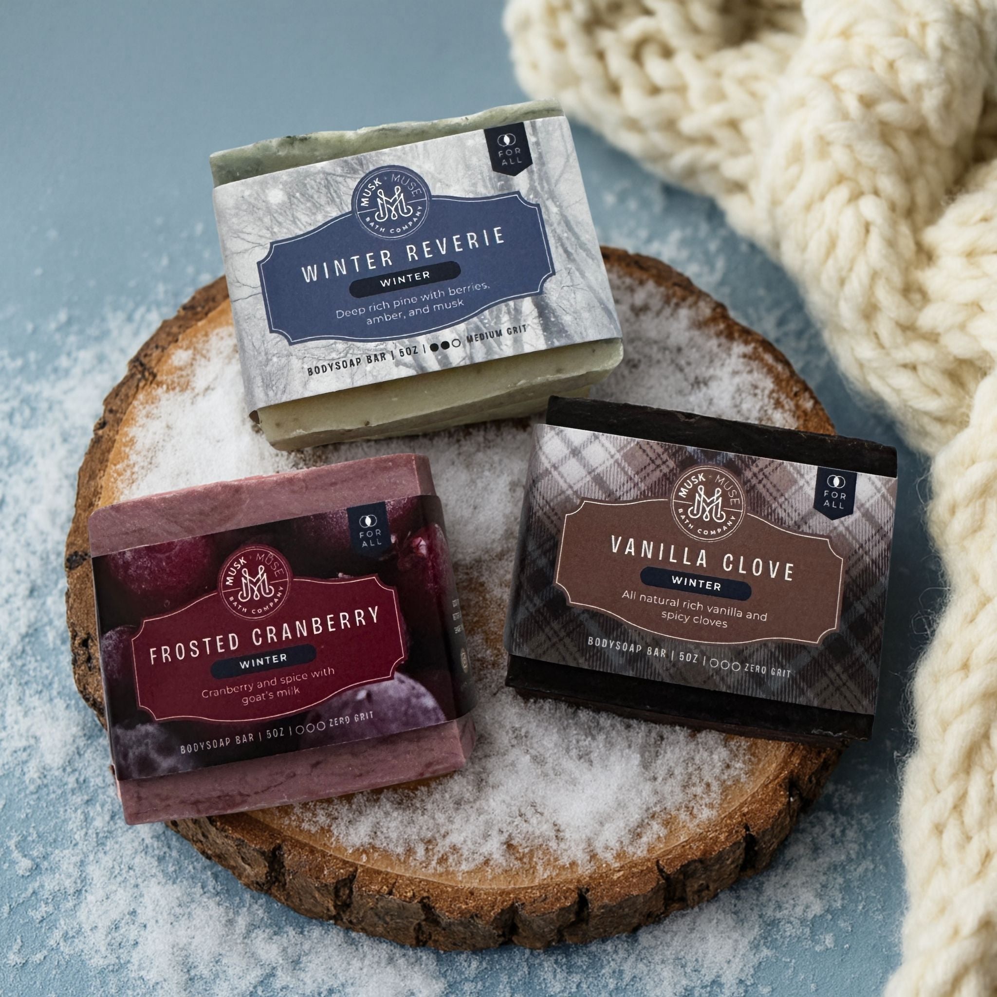 Winter Soap Trio | Frosted Cranberry, Vanilla Clove & Winter Reverie | Unisex Artisan Collection